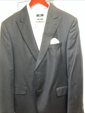 Jack Victor Men's Black Pinstripe Two-Button Suit Jacket